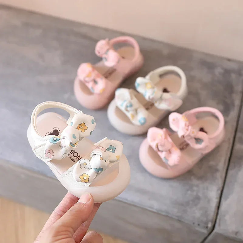 Kids Sandals Cute Bow Baby Girl Shoes Soft Bottom First Walkers Princess Sandals