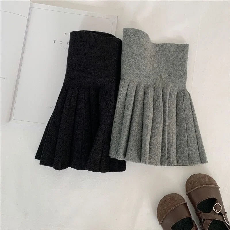 3 5 7 9 11 13 15  girls pleated short skirt  autumn fashion Korean version of children's baby winter knit children's dress skirt