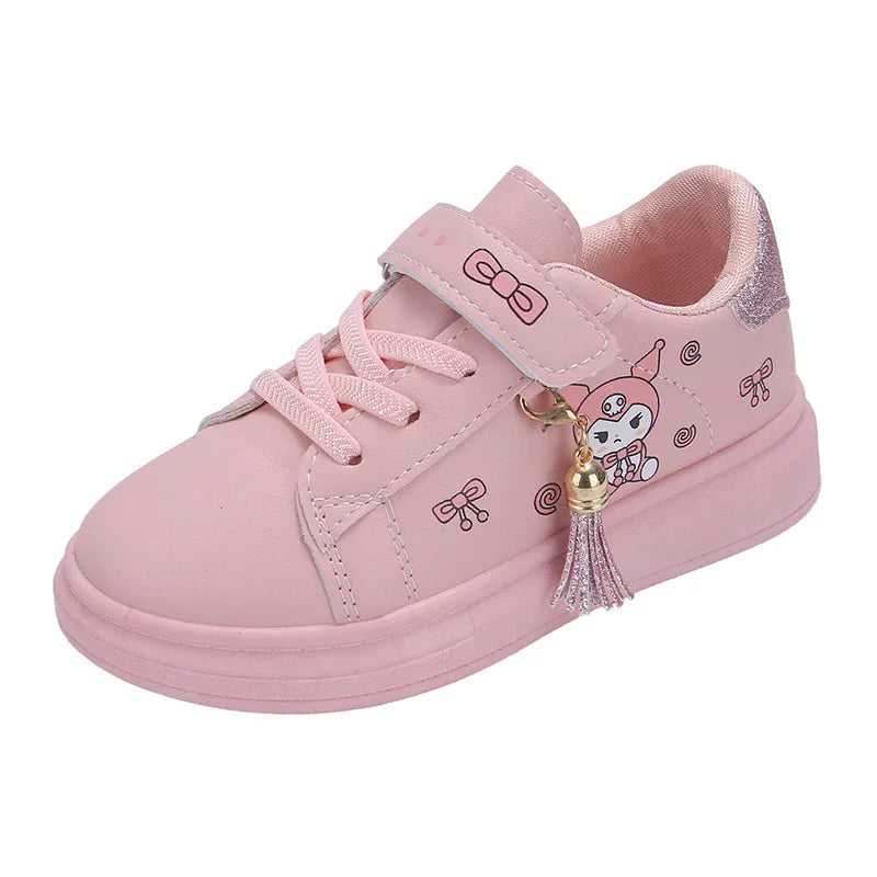 Sanrio Girls's Fashion Sneakers Kid's Anti-skid Casual Shoes Cartoon Anime Kuromi Thick Soles Shoes Children's Board Shoes